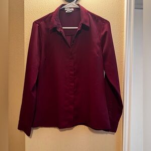 Express Deep Red Button-Down Shirt